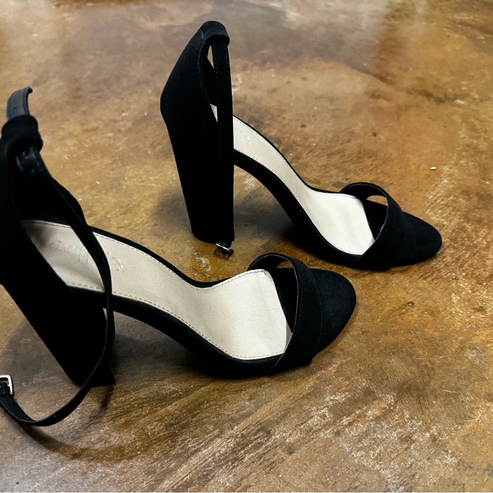 Charlotte Russe Black Becca Size 9 Ankle Strap Block Heels